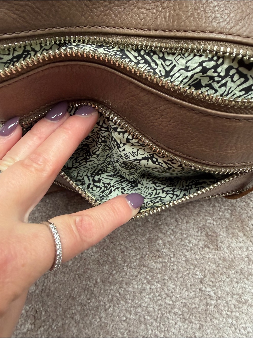 Rebecca Minkoff Shiny Mauve Pink Chain Crossbody Bag Studded Bottom Zipper - Picture 13 of 16